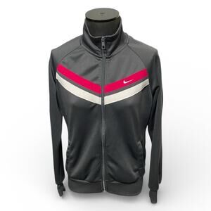 Nike The Athletic Dept Women's Track Jacket Large Gray Pink Full Zip Up Retro